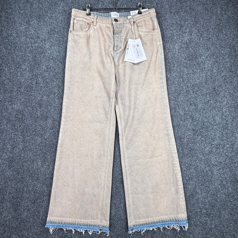 Closed Gillan Wide Leg Jeans Light Blue Beige Wash Low Waist 30/30 Made in Italy